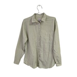 Vintage Talbots Oxford Shirt Button Front Old Money Clean Girl‎ Striped Green L